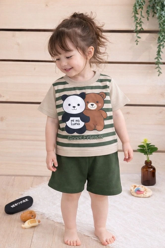 تیشرت شلوارک پاندا راه راه