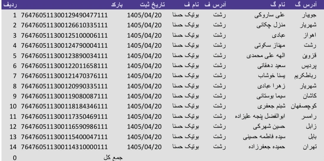 کد رهگیری 1405/04/20
