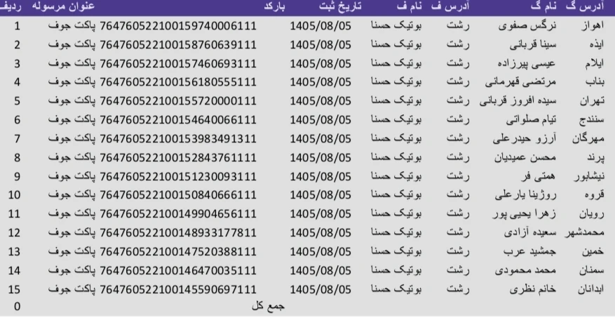 کد رهگیری 1405/08/05